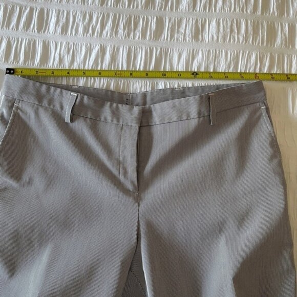 Tara Jarmon Cropped Taper Leg Pants Cuff Very Fine Blue Grey Pinstripe Office - Picture 6 of 10